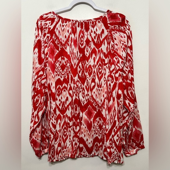 Chicos Boho Ikat Tassel Accent Popover Blouse Womens Size 20-22 - Picture 10 of 14